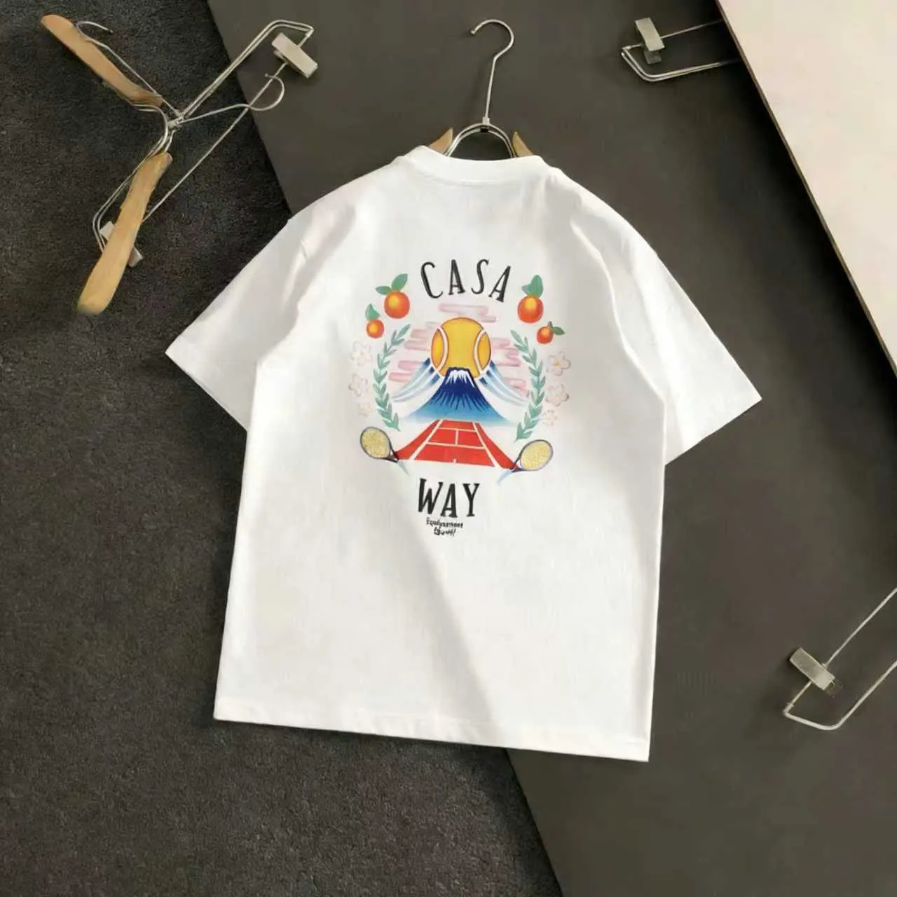 "𝙉𝙚𝙬♈️ Casablanca" 🏖Casablanca 25 spring and summer New Arrival letter logo printed short-sleeved T-shirt, made of 32 grams of dense double yarn cotton fabric, the fabric is soft. Color: Black White Light Blue Size: S M L XL 2XL